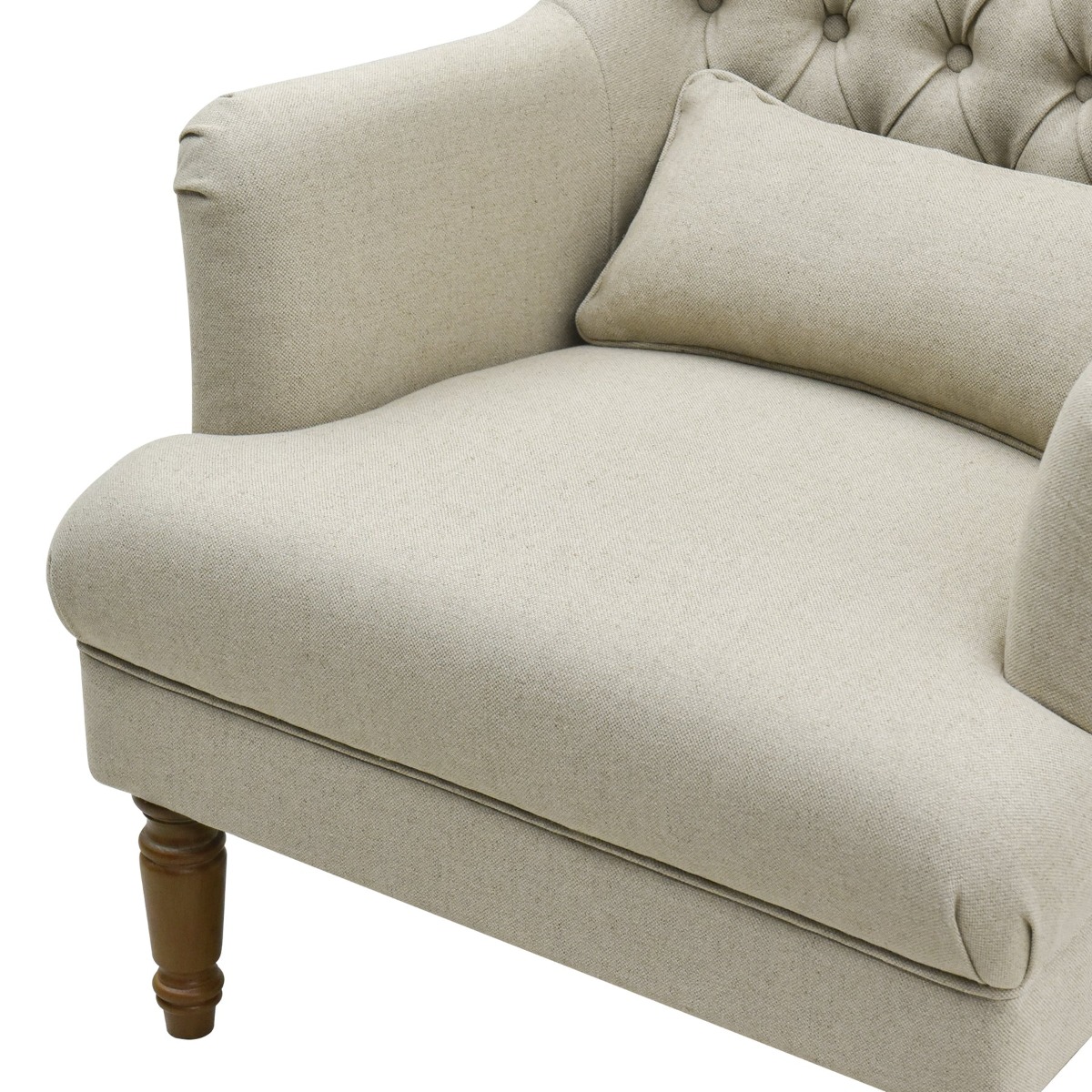 Bayside Hamptons Buttoned Armchair Linen Blend Natural, 78cm x 87cm x 109cm (RRP $1465) - Image 6