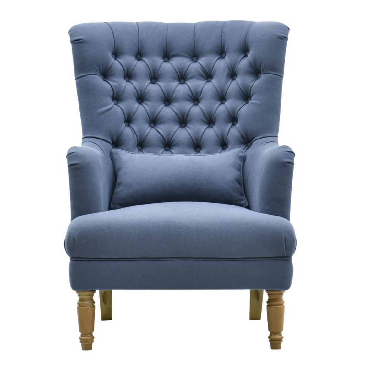 Bayside Hamptons Buttoned Armchair Linen Blend Navy, 78cm x 87cm x 109cm (RRP $1465)
