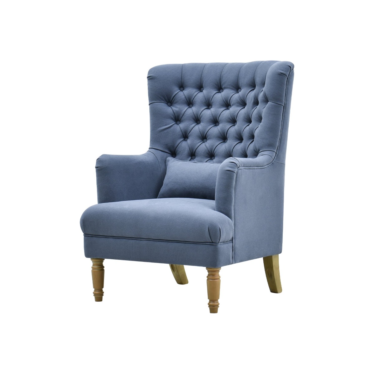 Bayside Hamptons Buttoned Armchair Linen Blend Navy, 78cm x 87cm x 109cm (RRP $1465) - Image 3