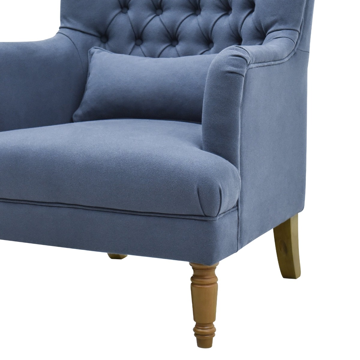 Bayside Hamptons Buttoned Armchair Linen Blend Navy, 78cm x 87cm x 109cm (RRP $1465) - Image 6