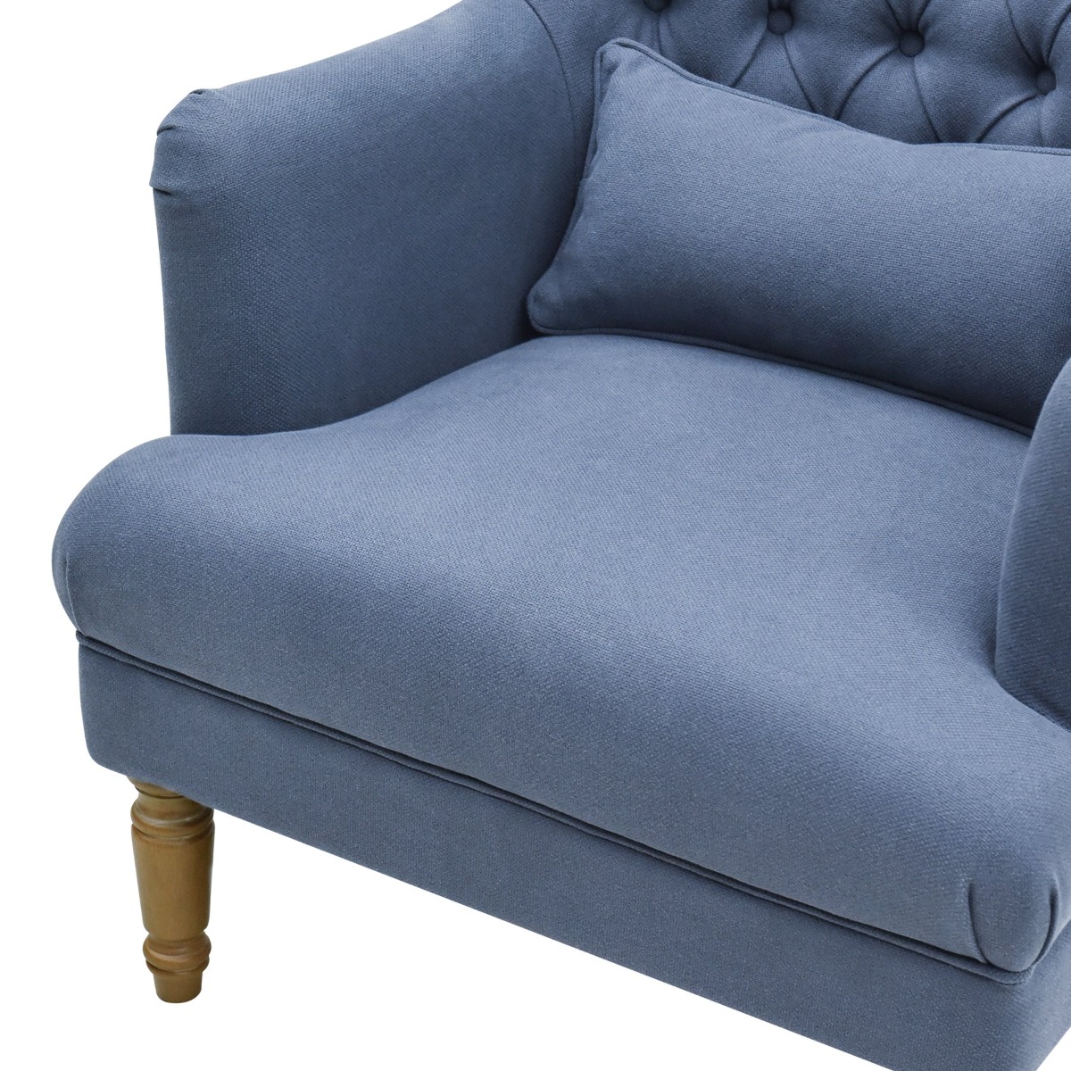 Bayside Hamptons Buttoned Armchair Linen Blend Navy, 78cm x 87cm x 109cm (RRP $1465) - Image 8