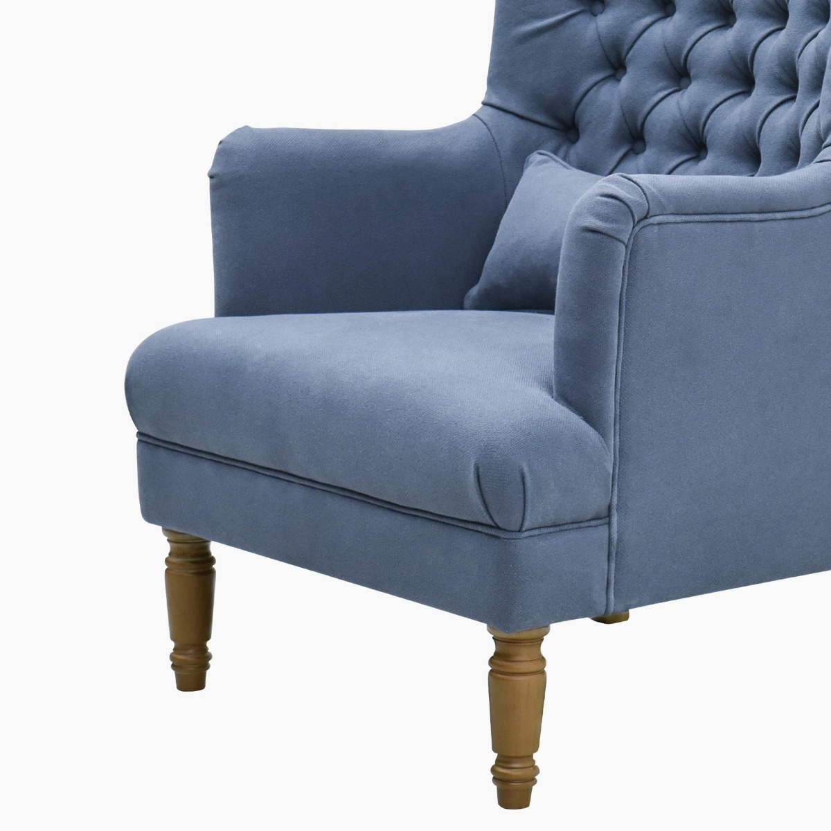Bayside Hamptons Buttoned Armchair Linen Blend Navy, 78cm x 87cm x 109cm (RRP $1465) - Image 9