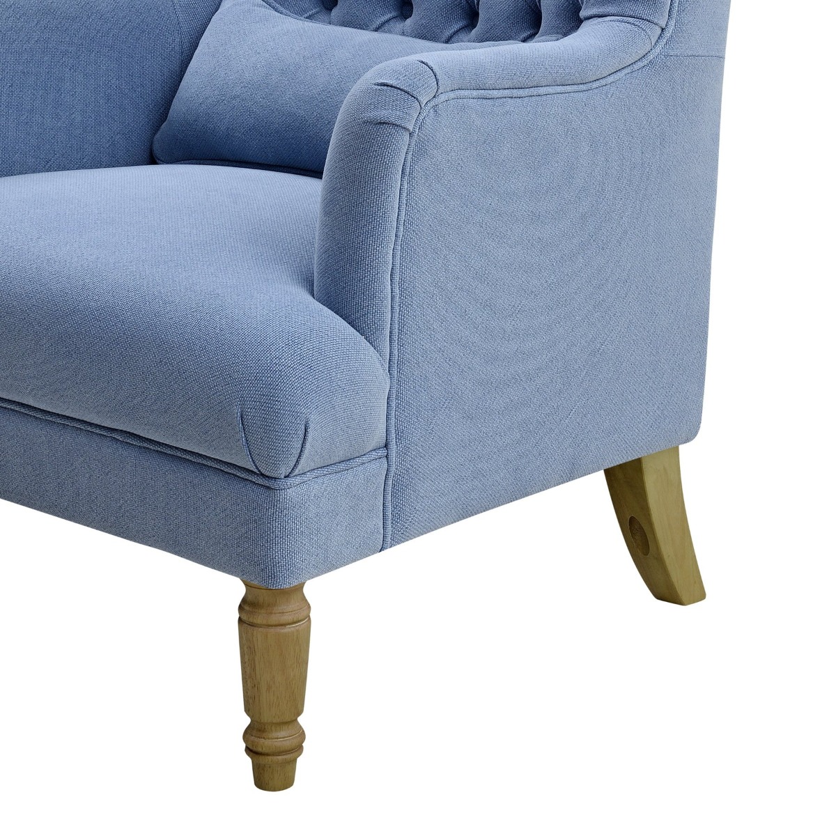 Bayside Hamptons Buttoned Armchair Linen Blend Slate Blue, 78cm x 87cm x 109cm (RRP $1465) - Image 5