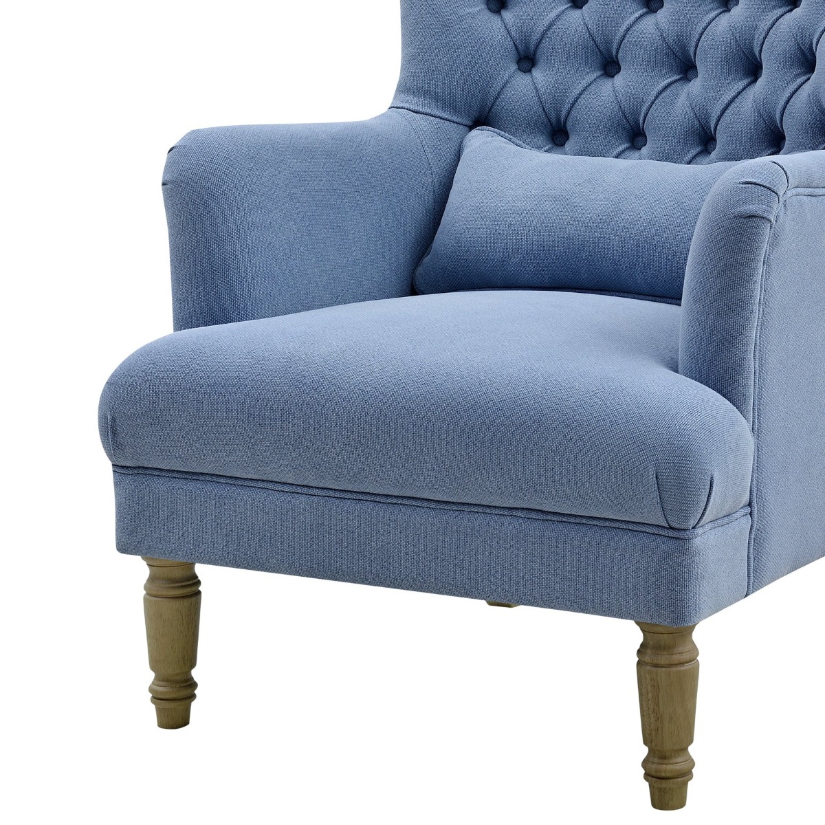 Bayside Hamptons Buttoned Armchair Linen Blend Slate Blue, 78cm x 87cm x 109cm (RRP $1465) - Image 6