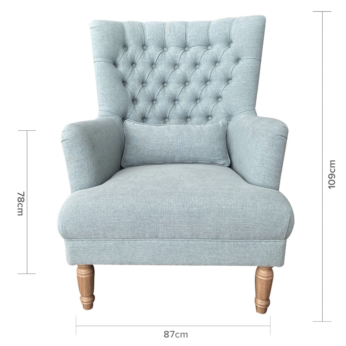 Bayside Hamptons Buttoned Armchair Linen Blend Pistachio, 78cm x 87cm x 109cm (RRP $1465) - Image 8