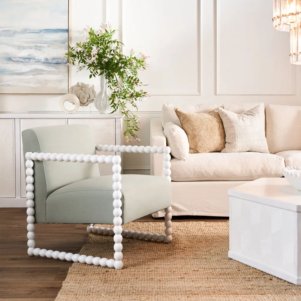 Bobbin Hamptons Armchair Seafoam, W 86 D 71.5 H 86cm (RRP $1479) - Image 5