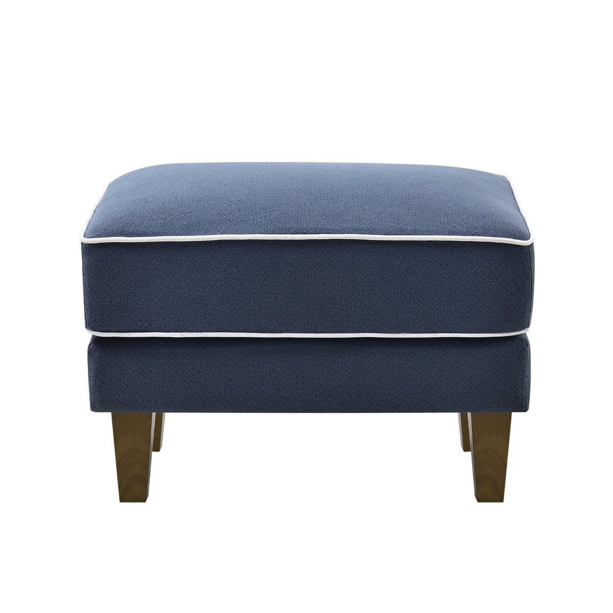 Bondi Hamptons Ottoman Navy with White Piping, W 60cm D 40cm H 40cm (RRP $499)