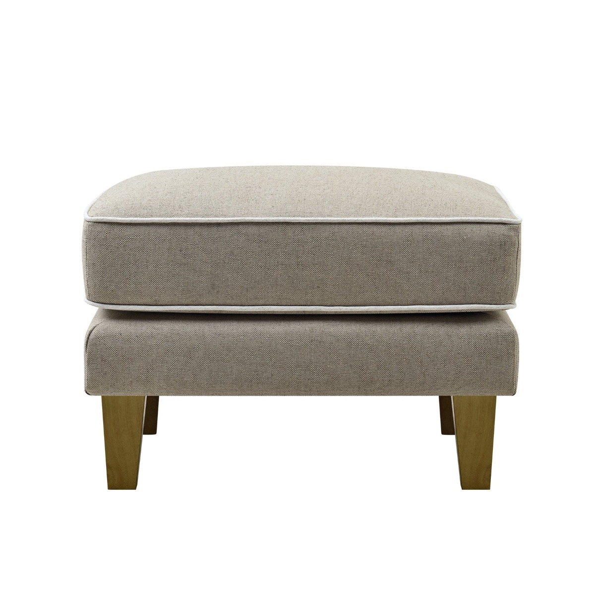 Bondi Hamptons Ottoman Natural W/White Piping, W 60cm D 40cm H 40cm (RRP $499)