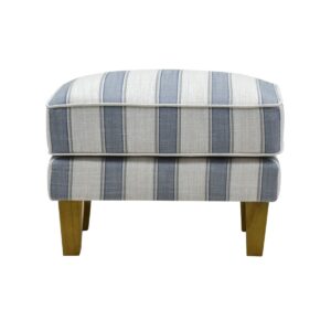 Bondi Hamptons Ottoman Blue Sky Stripe W/White Piping, 60cm x 40cm x 40cm (RRP $499)