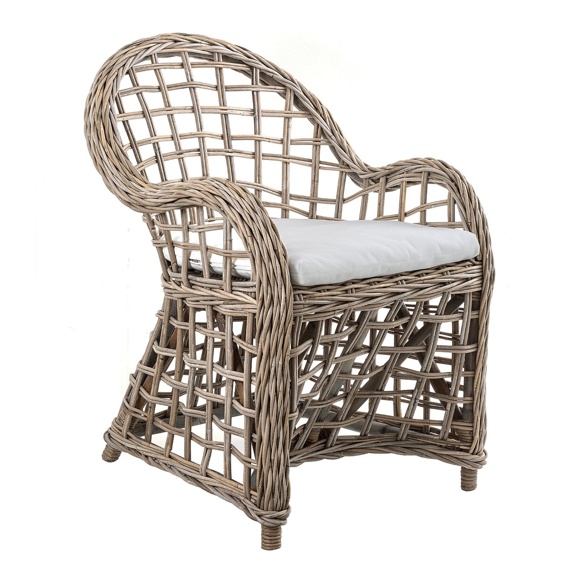 Mauritius Wicker Arm Chair with Cushion Natural, W 70cm D 63cm H 84cm (RRP $549)