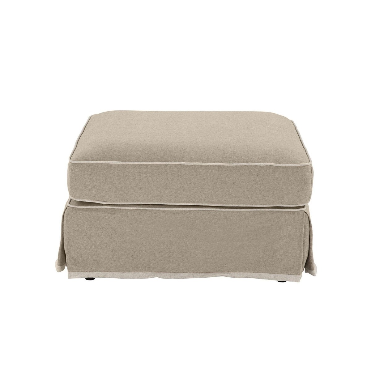 Noosa Hamptons Ottoman Natural W/White Piping, W 83cm D 83cm H 45cm (RRP $849)