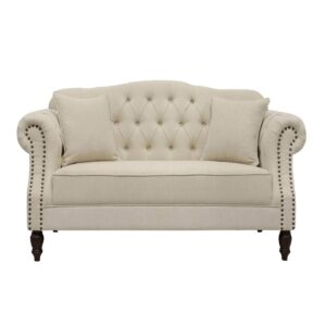 wp-image-tigress-48275.jpg Vaucluse 2 Seat Hamptons Buttoned Sofa Beige Linen Blend, W 177cm D 87cm H 90cm (RRP $2299)