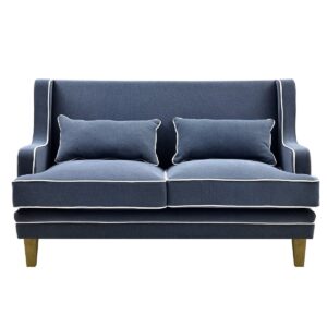 Bondi Hamptons 2 Seat Sofa Navy W/White Piping, W 155cm D 92cm H 94cm (RRP $1999)