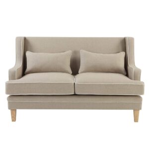 Bondi Hamptons 2 Seat Sofa Natural W/White Piping, W 155cm D 92cm H 94cm (RRP $1999)