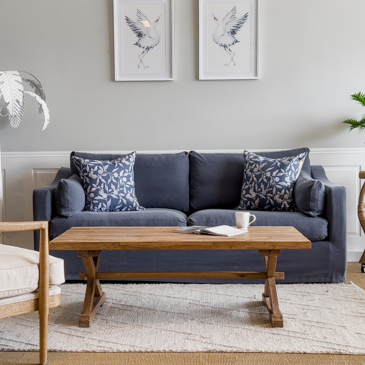 Clovelly Hamptons 3 Seat Sofa Navy, W 220cm D 112cm H 95cm (RRP $3299) - Image 11