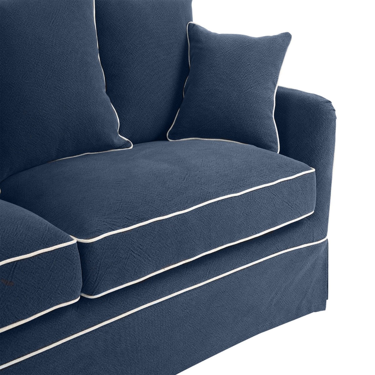 Noosa Hamptons 2 Seat Navy W/White Piping, W 170cm D 91cm H 80cm (RRP $2279) - Image 8