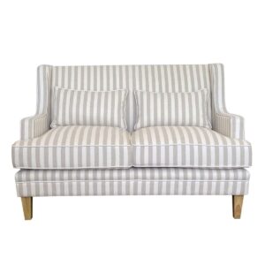 Bondi Hamptons 2 Seat Sofa Natural Stripe W/White Piping, W 155cm D 92cm H 94cm (RRP $1999)