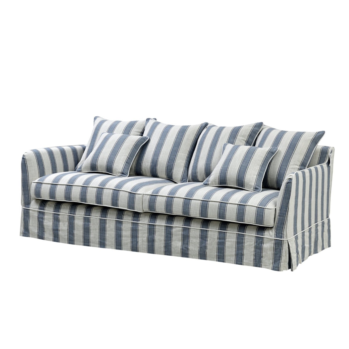 Noosa Hamptons 3 Seat Queen Sofa Bed Sky Blue Stripe, W 221cm D 91cm H 80cm (RRP $4279) - Image 8