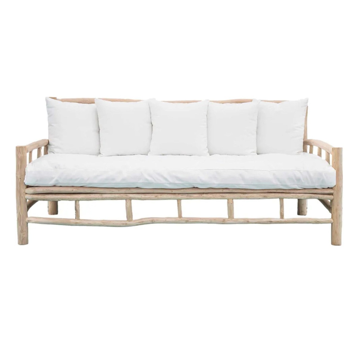Bermuda Sofa with Cushions - Outdoor Under-Cover Natural, W 200cm D 100cm H 90cm (RRP $2629)