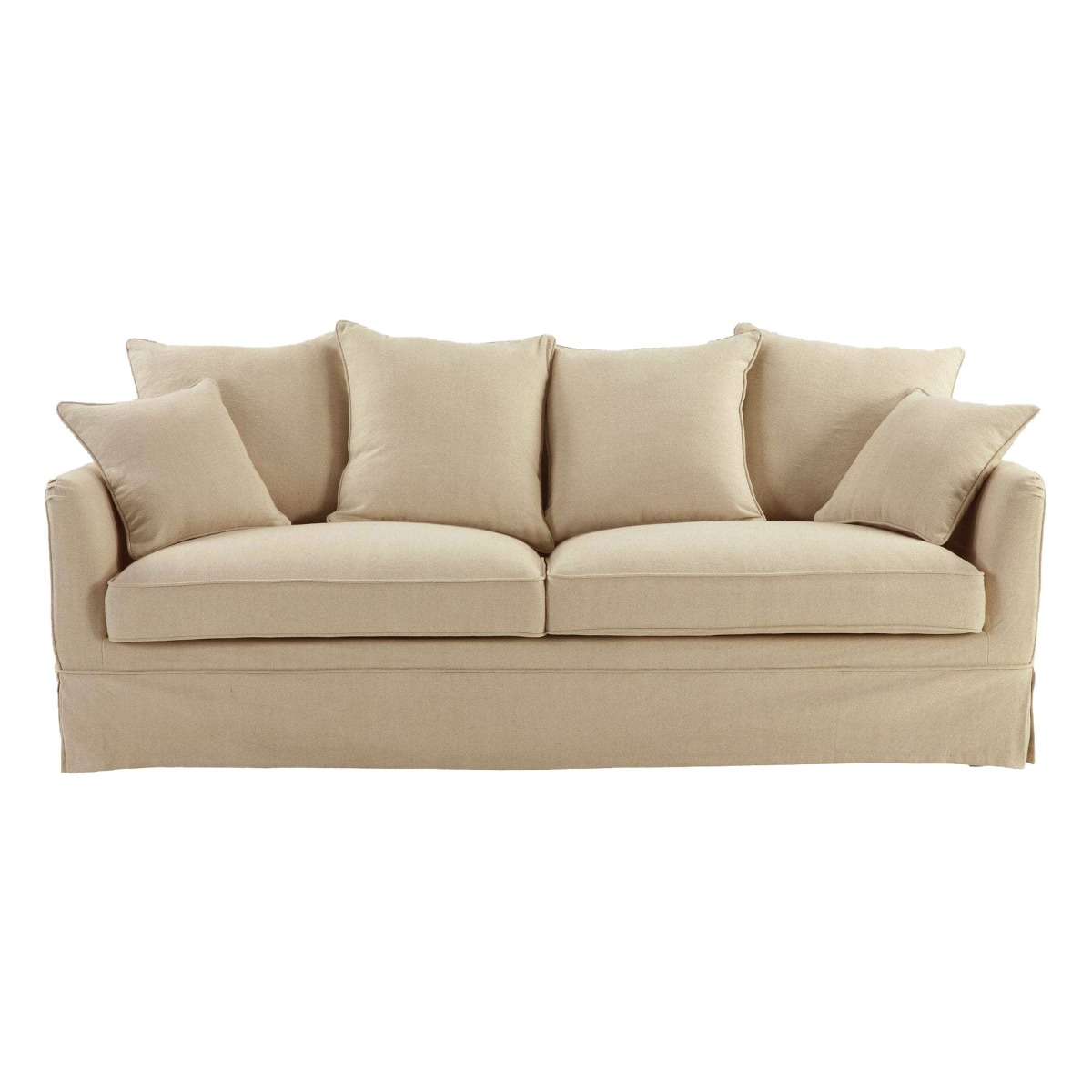 Noosa Hamptons 3 Seat Sofa Beige Linen Blend, W 221cm D 91cm H 80cm (RRP $3299)