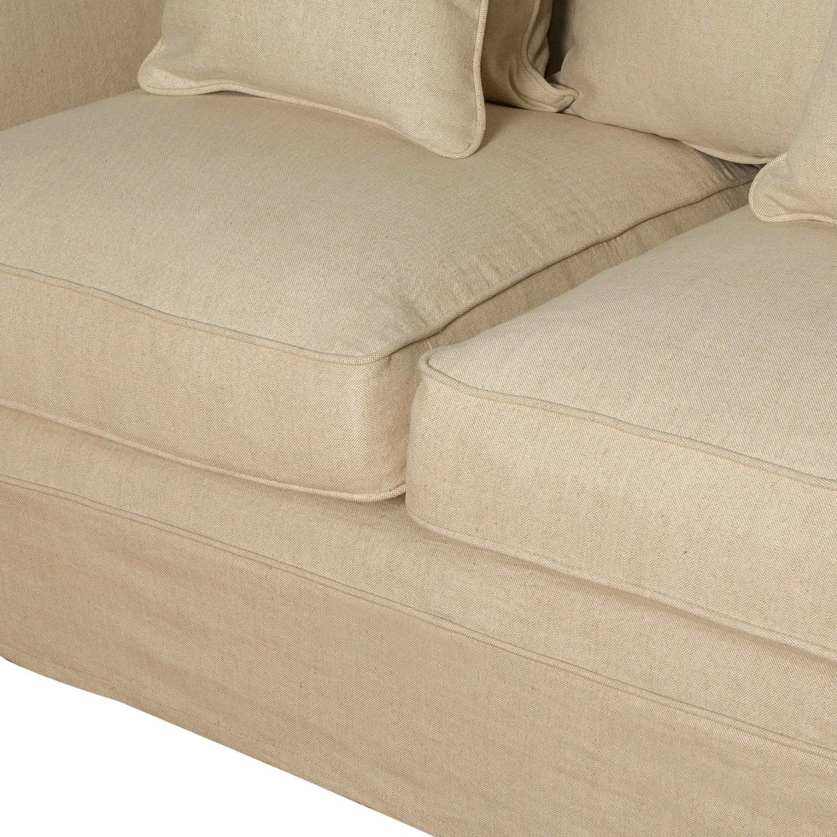 Noosa Hamptons 3 Seat Sofa Beige Linen Blend, W 221cm D 91cm H 80cm (RRP $3299) - Image 8