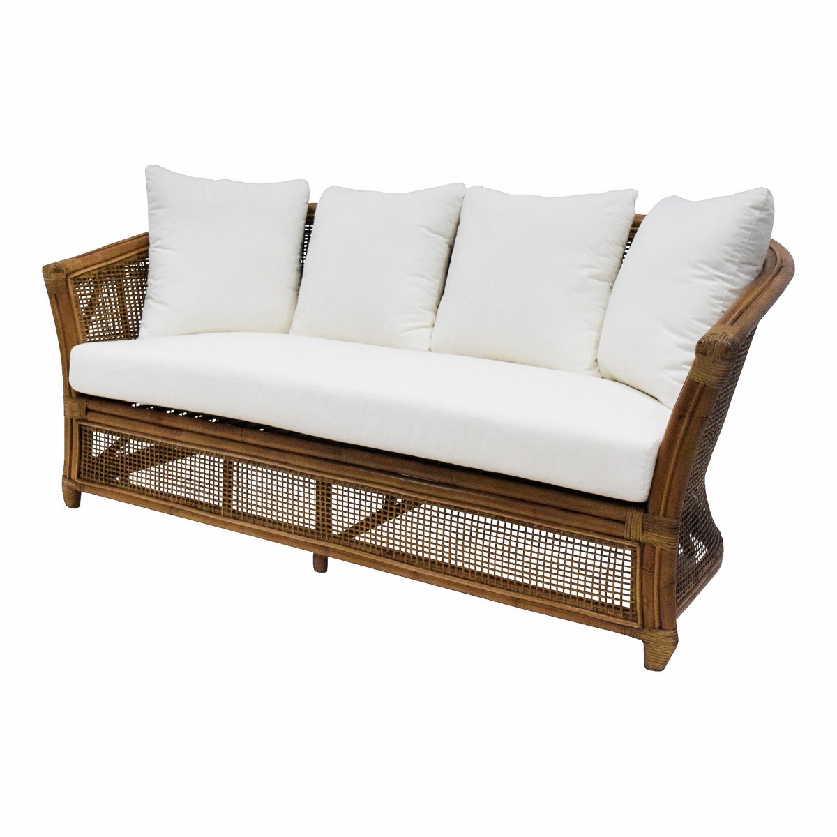 Cayman 2 Seat Rattan Sofa Cream Cushion Natural, W 179cm D 80cm H 80cm (RRP $1999) - Image 2