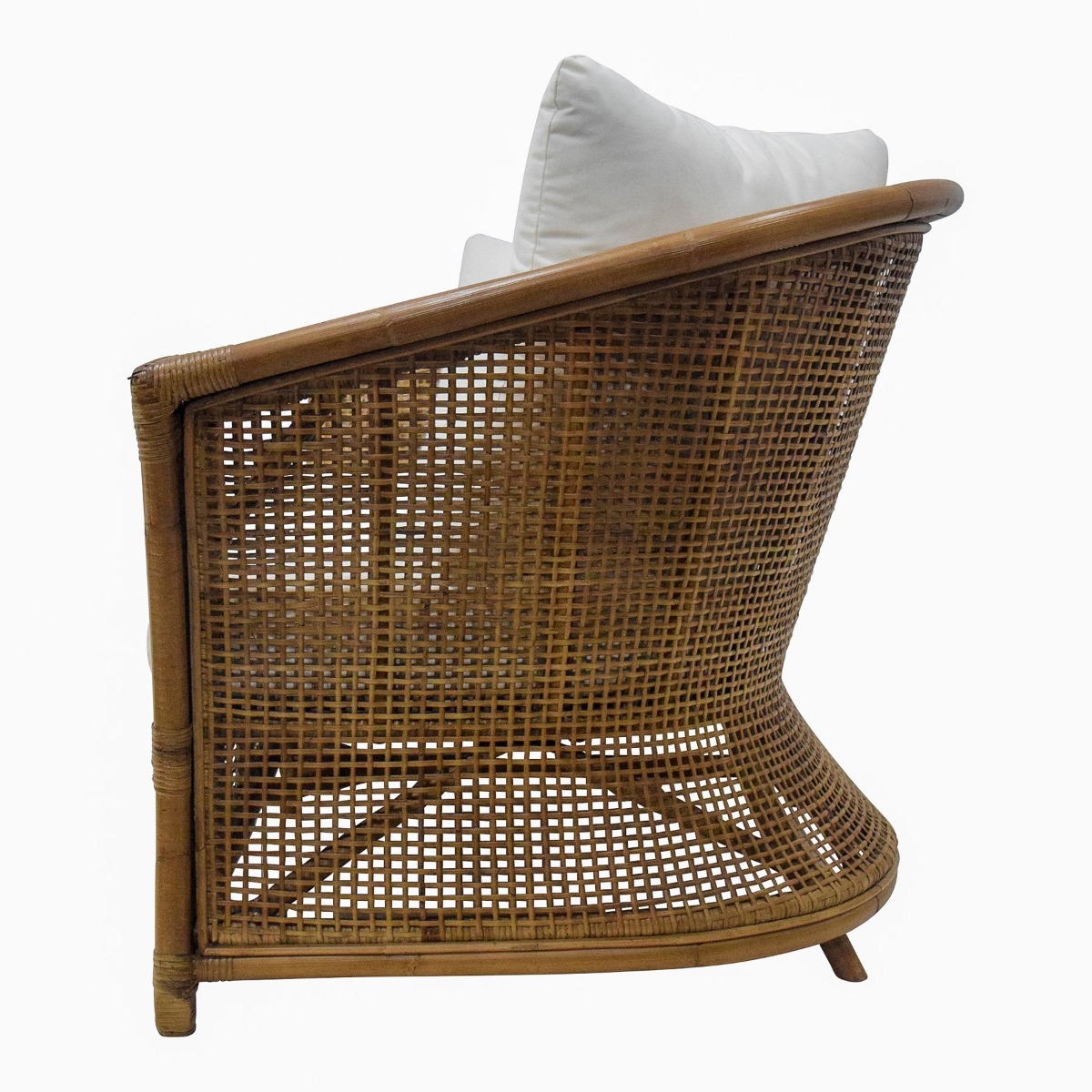Cayman 2 Seat Rattan Sofa Cream Cushion Natural, W 179cm D 80cm H 80cm (RRP $1999) - Image 3