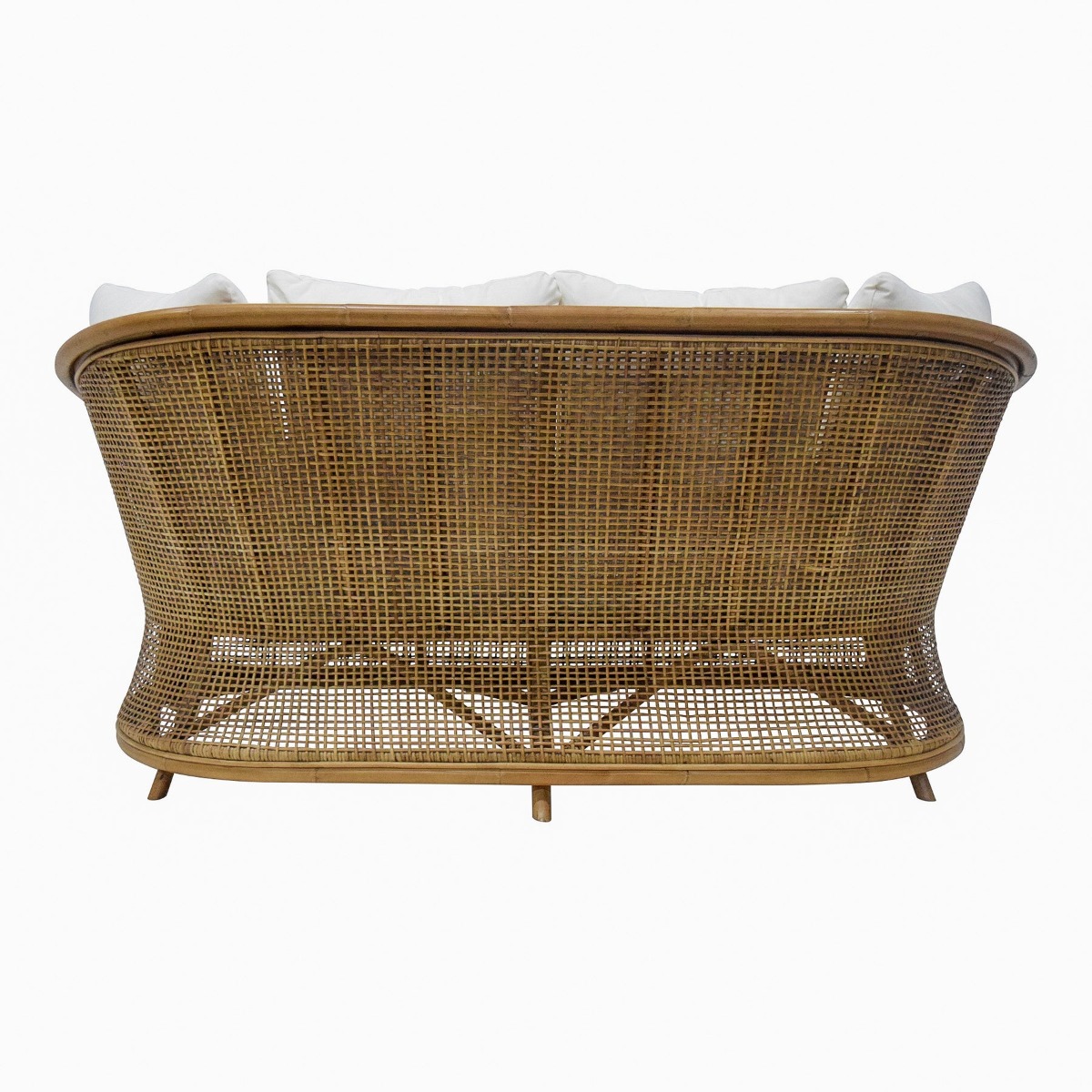 Cayman 2 Seat Rattan Sofa Cream Cushion Natural, W 179cm D 80cm H 80cm (RRP $1999) - Image 4