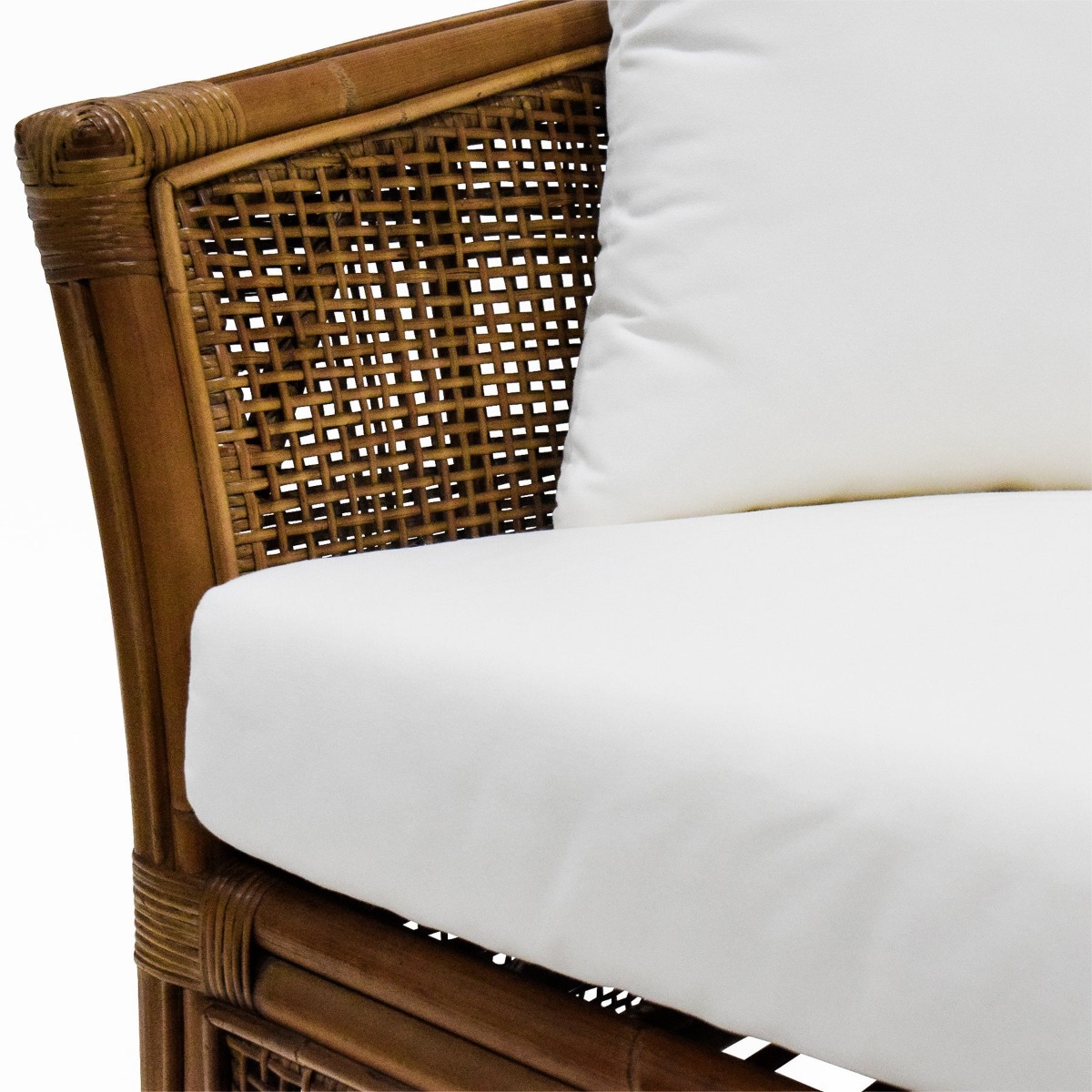 Cayman 2 Seat Rattan Sofa Cream Cushion Natural, W 179cm D 80cm H 80cm (RRP $1999) - Image 5