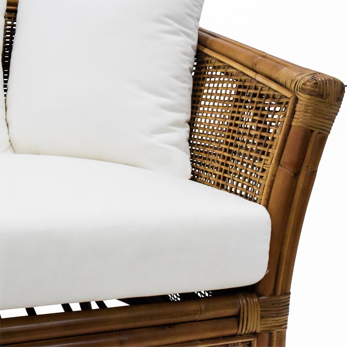 Cayman 2 Seat Rattan Sofa Cream Cushion Natural, W 179cm D 80cm H 80cm (RRP $1999) - Image 6