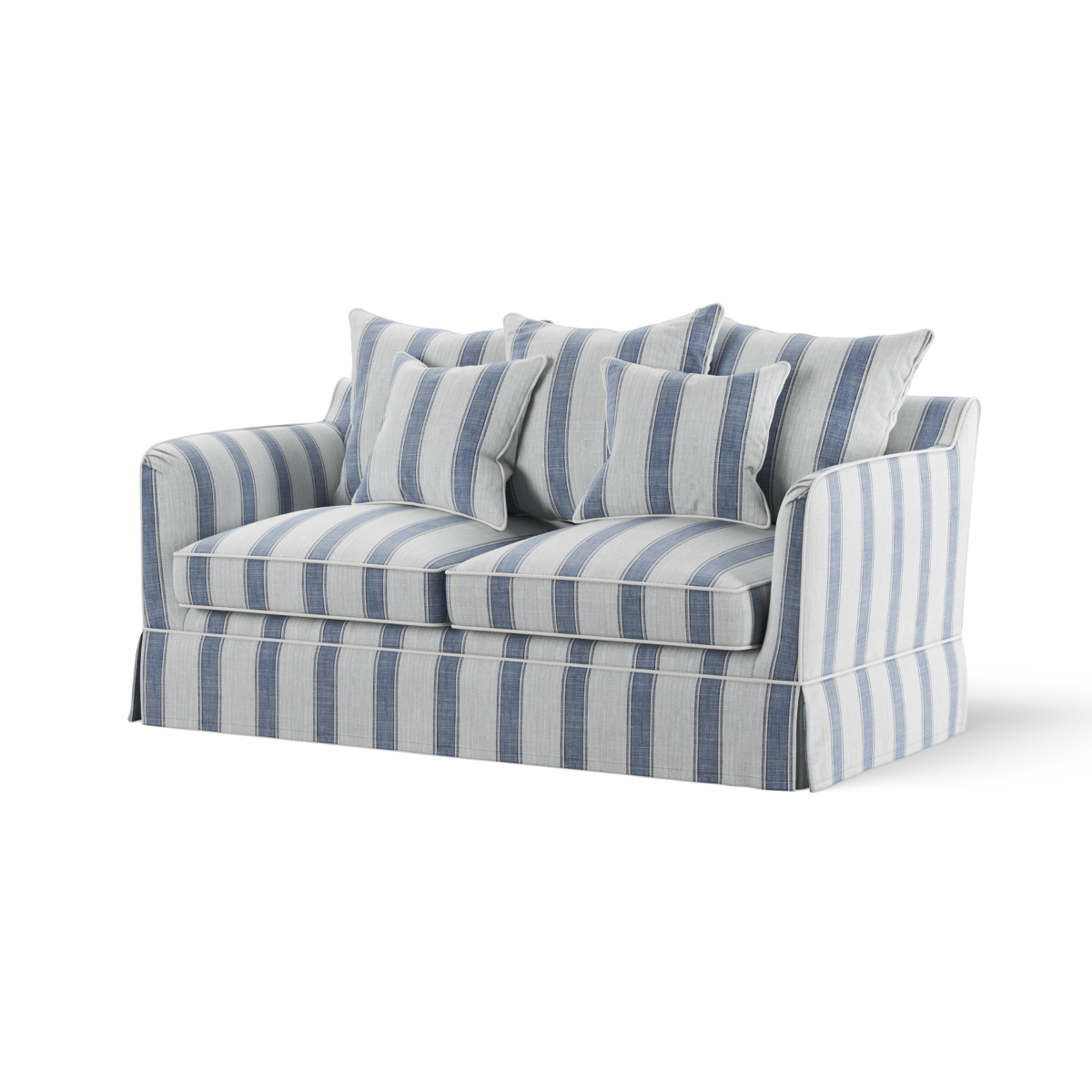 Noosa Hamptons 2 Seat Sofa Blue Sky Stripe, W 170cm D 91cm H 80cm (RRP $2279) - Image 2