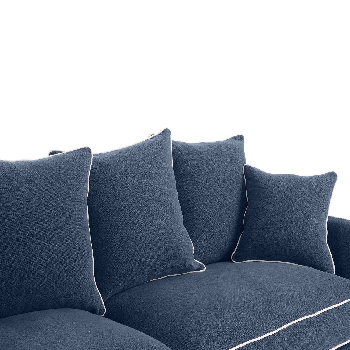 Noosa Hamptons 3 Seat Sofa Navy W/White Piping, W 221cm D 91cm H 80cm (RRP $3299) - Image 7