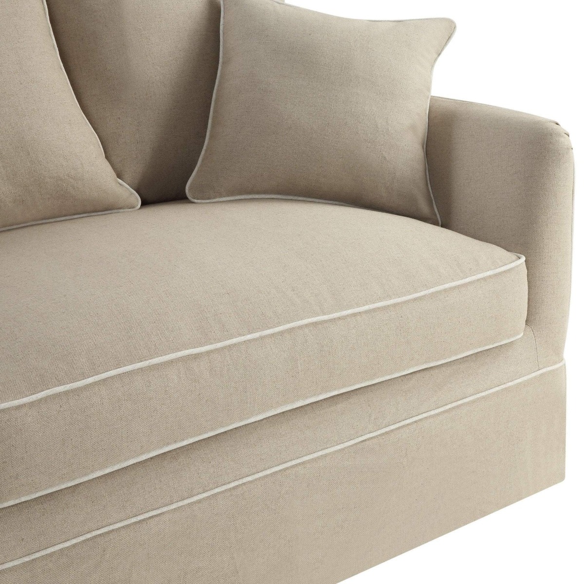 Noosa Hamptons 3 Seat Sofa Natural W/White Piping, W 221cm D 91cm H 80cm (RRP $3299) - Image 8