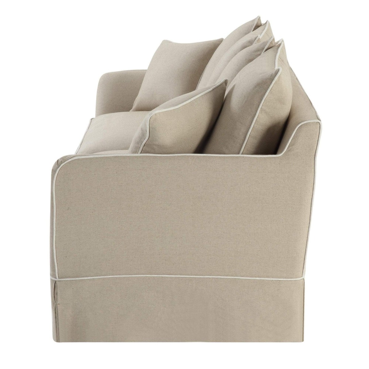 Noosa Hamptons 3 Seat Sofa Natural W/White Piping, W 221cm D 91cm H 80cm (RRP $3299) - Image 10