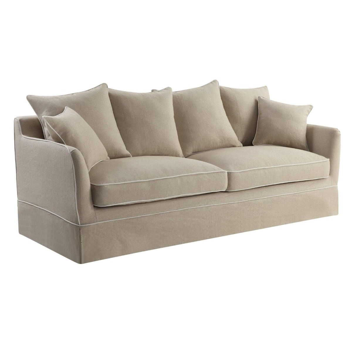 Noosa Hamptons 3 Seat Sofa Natural W/White Piping, W 221cm D 91cm H 80cm (RRP $3299) - Image 11