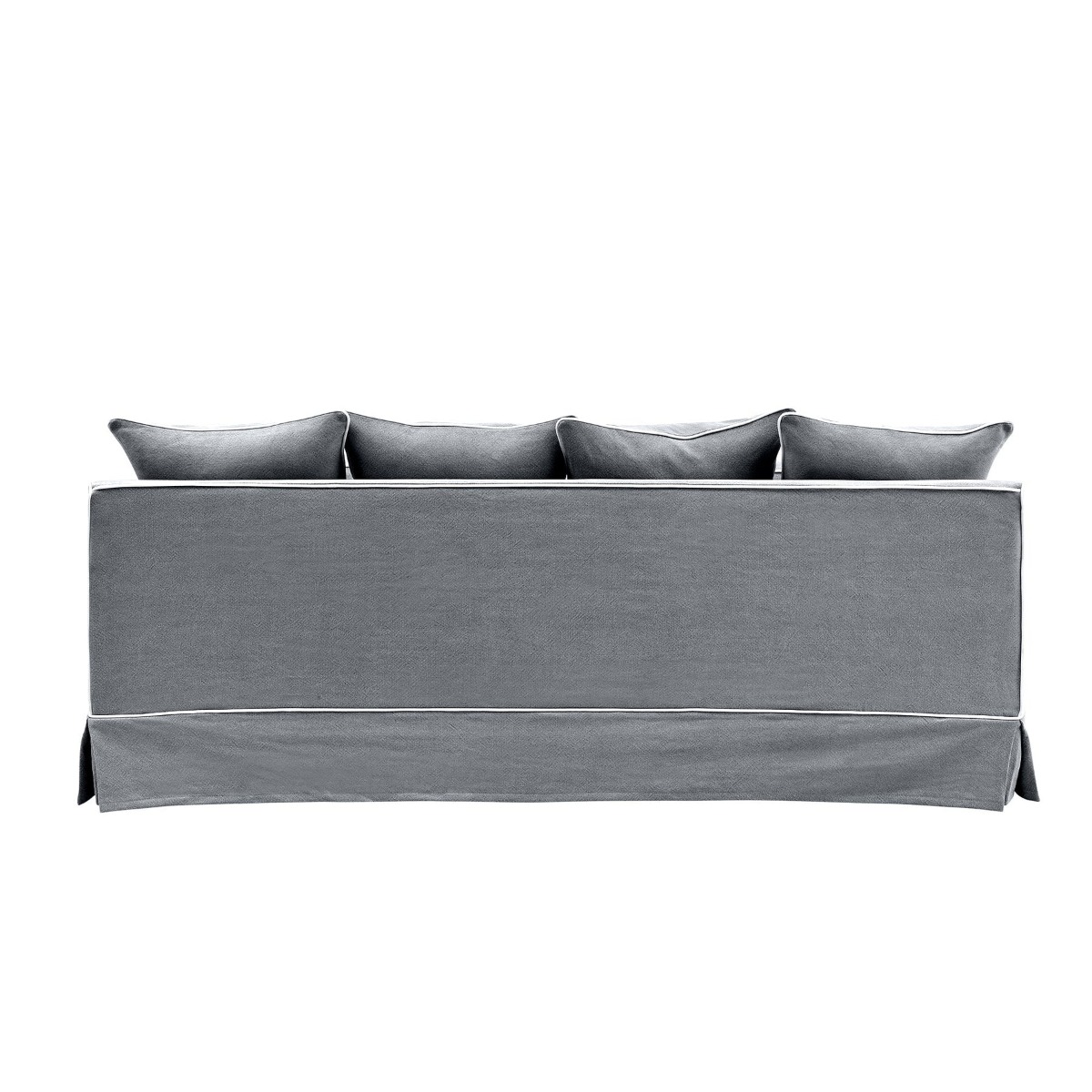 Noosa Hamptons 3 Seat Sofa Grey W/White Piping, W 221cm D 91cm H 80cm (RRP $3299) - Image 9
