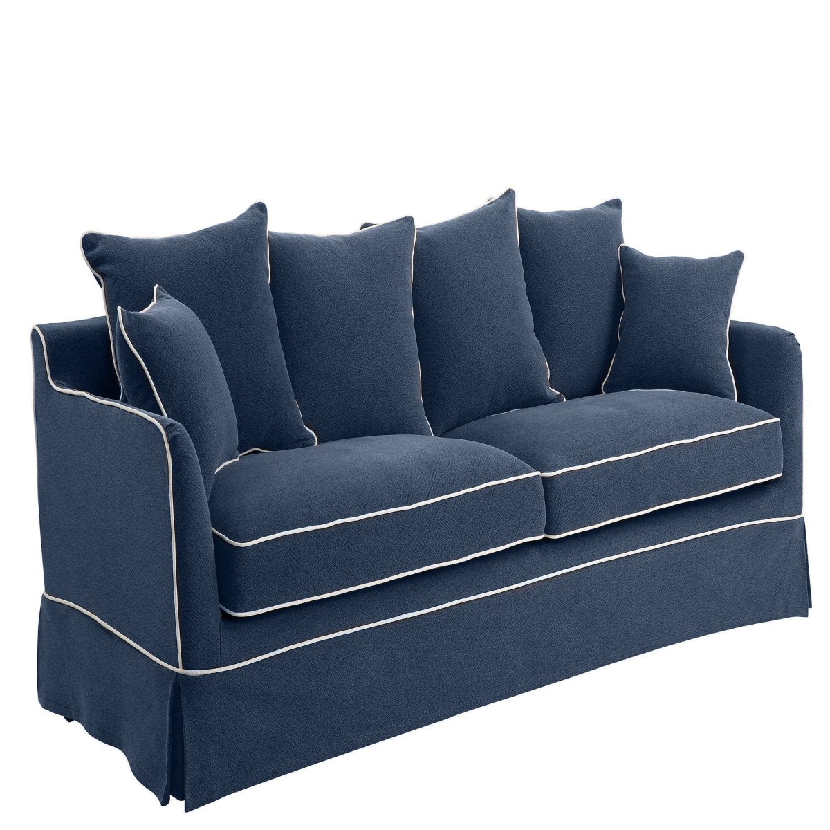 Noosa Hamptons 3 Seat Queen Sofa Bed Navy W/White Piping, W 221cm D 91cm H 80cm (RRP $4279) - Image 11