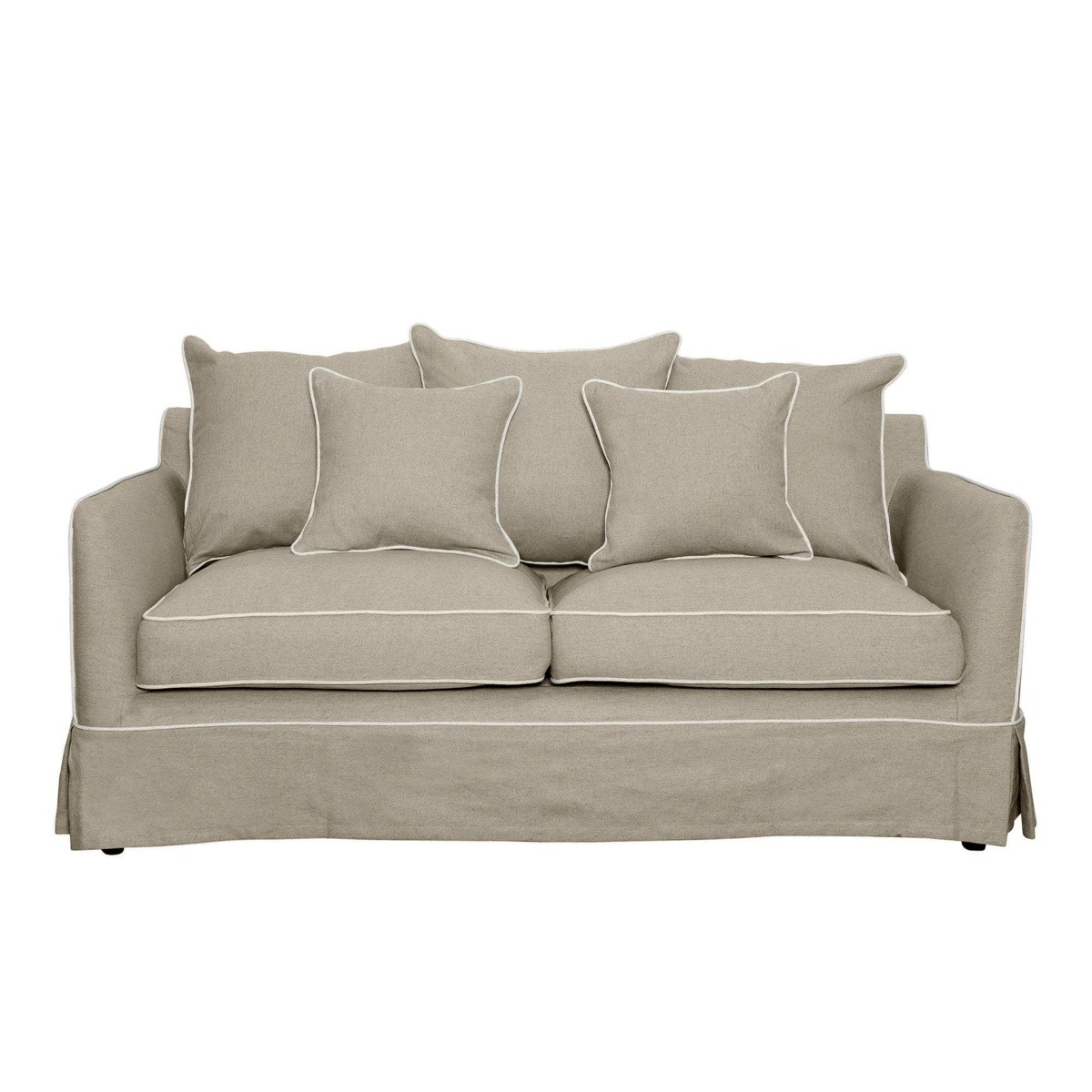 Noosa Hamptons 2 Seat Sofa Natural W/White Piping, W 170cm D 91cm H 80cm (RRP $2279)