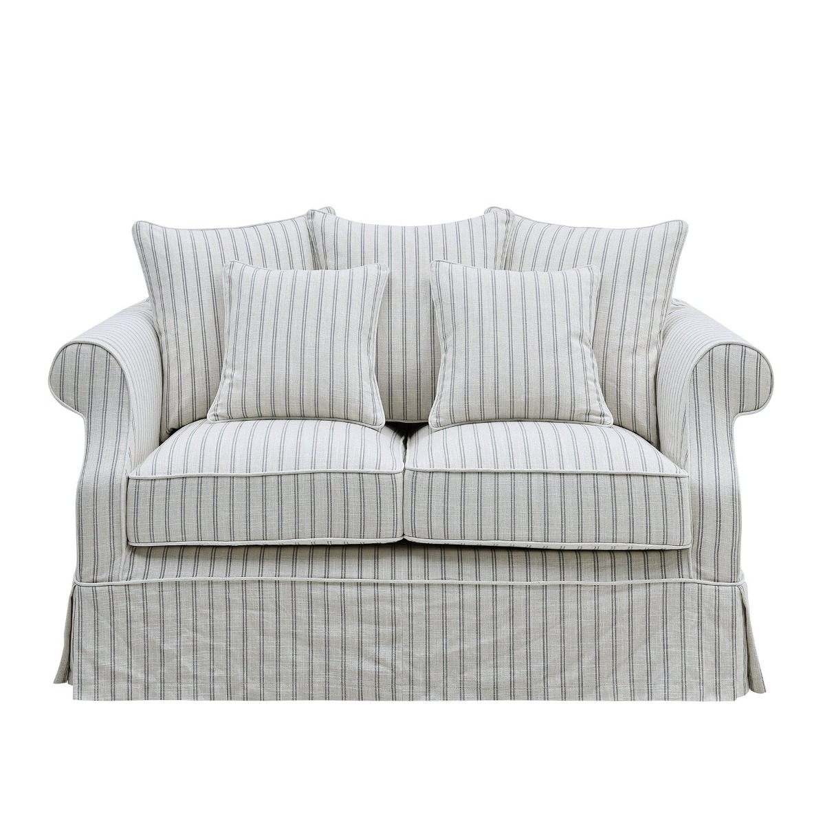 Avalon Hamptons 2 Seat Sofa Stone Stripe, W 174cm D 96cm H 81cm (RRP $2599)