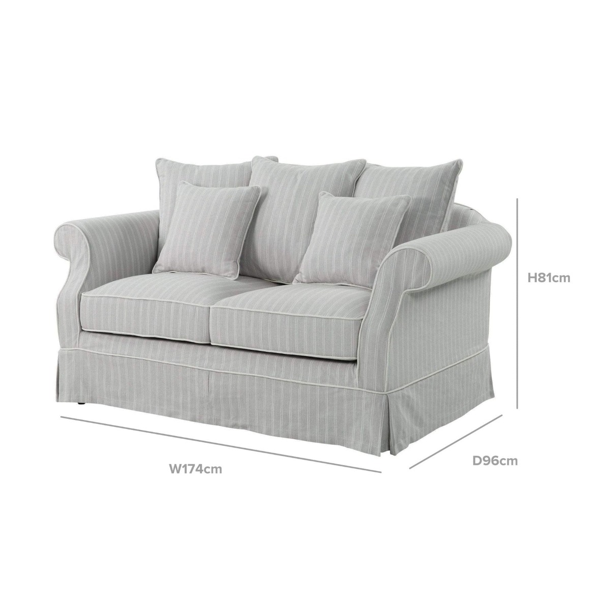 Avalon Hamptons 2 Seat Sofa Cloud Stripe, W 174cm D 96cm H 81cm (RRP $2599) - Image 3