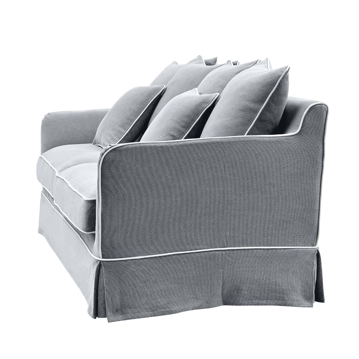 Noosa Hamptons 3 Seat Queen Sofa Bed Grey W/White Piping, W 221cm D 91cm H 80cm (RRP $4279) - Image 6