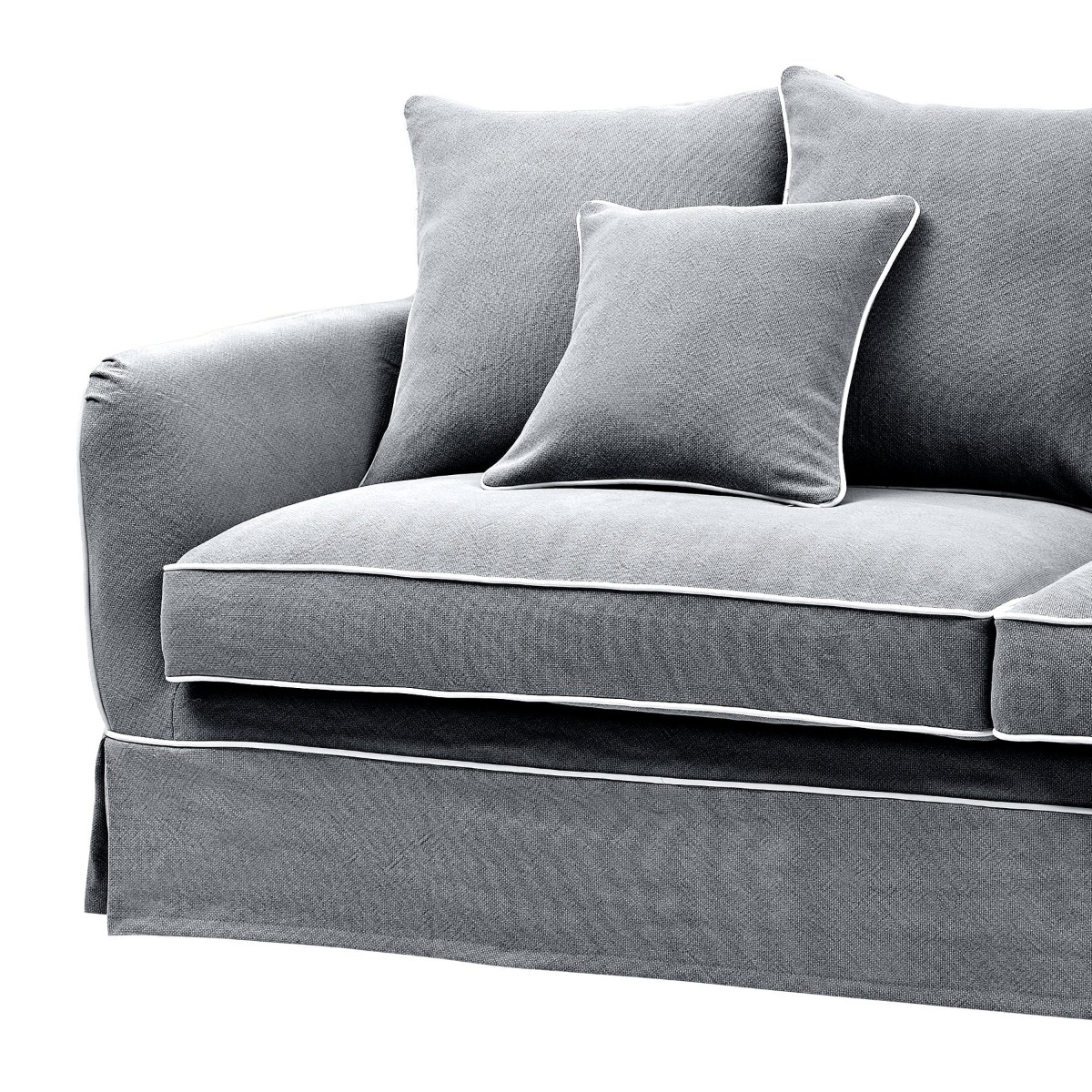 Noosa Hamptons 3 Seat Queen Sofa Bed Grey W/White Piping, W 221cm D 91cm H 80cm (RRP $4279) - Image 9