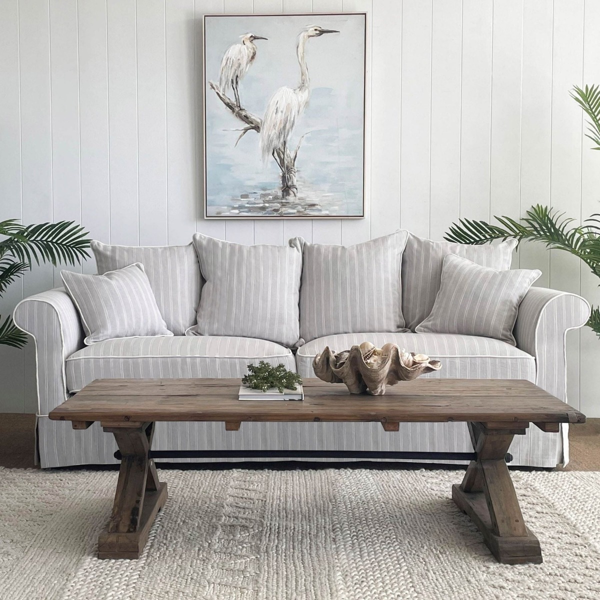 Avalon Hamptons 3 Seat Sofa Cloud Stripe, W 226cm D 96cm H 81cm (RRP $3299) - Image 14