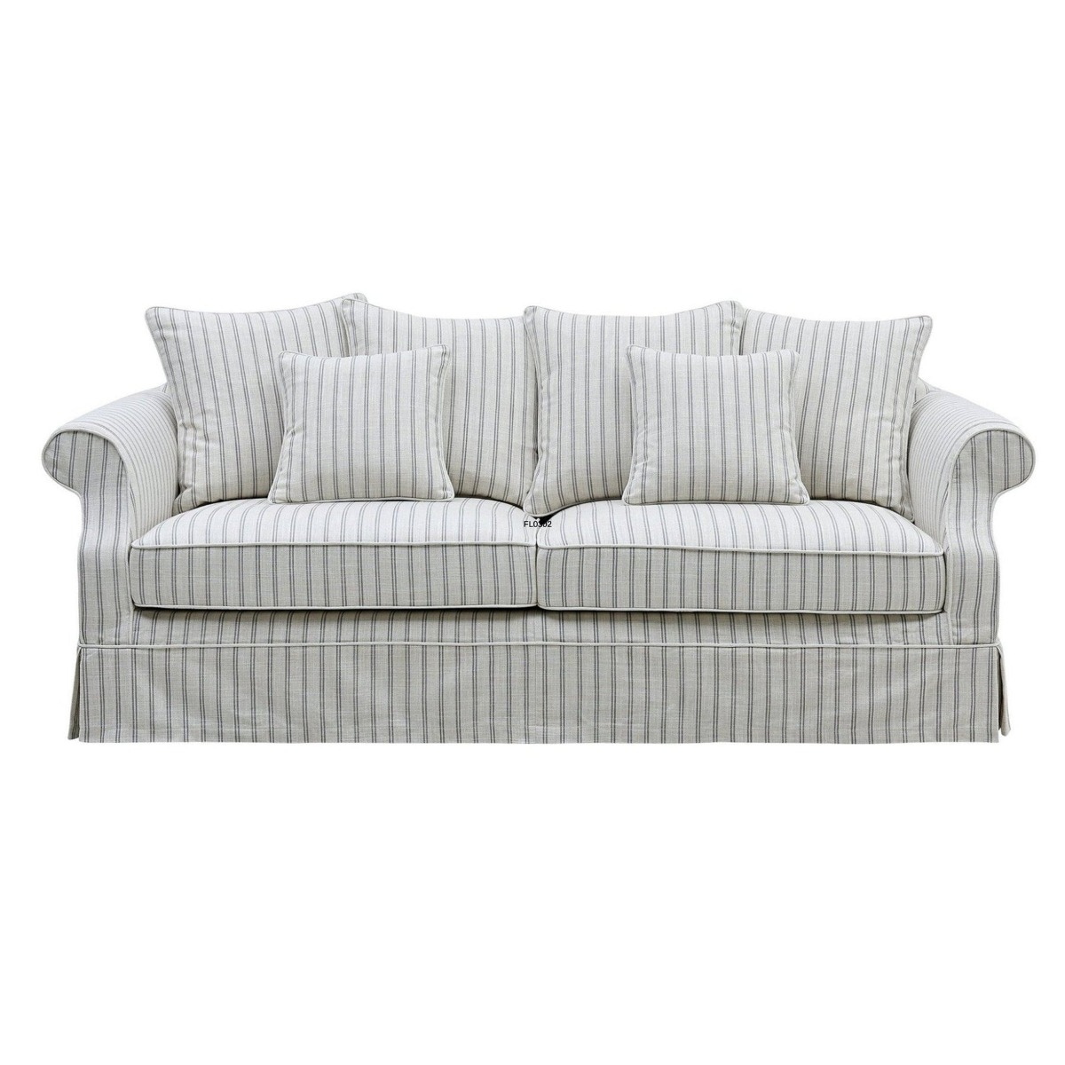 Avalon Hamptons 3 Seat Sofa Stone Stripe, W 226cm D 96cm H 81cm (RRP $3299)