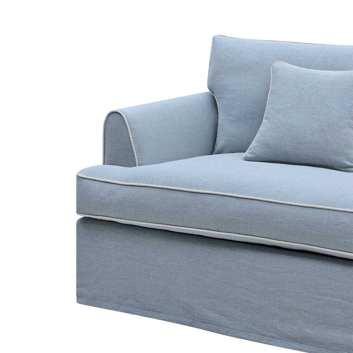 Byron Hamptons 3 Seat Sofa Beach with White Piping, W 223cm D 96cm H 78cm (RRP $3299) - Image 6
