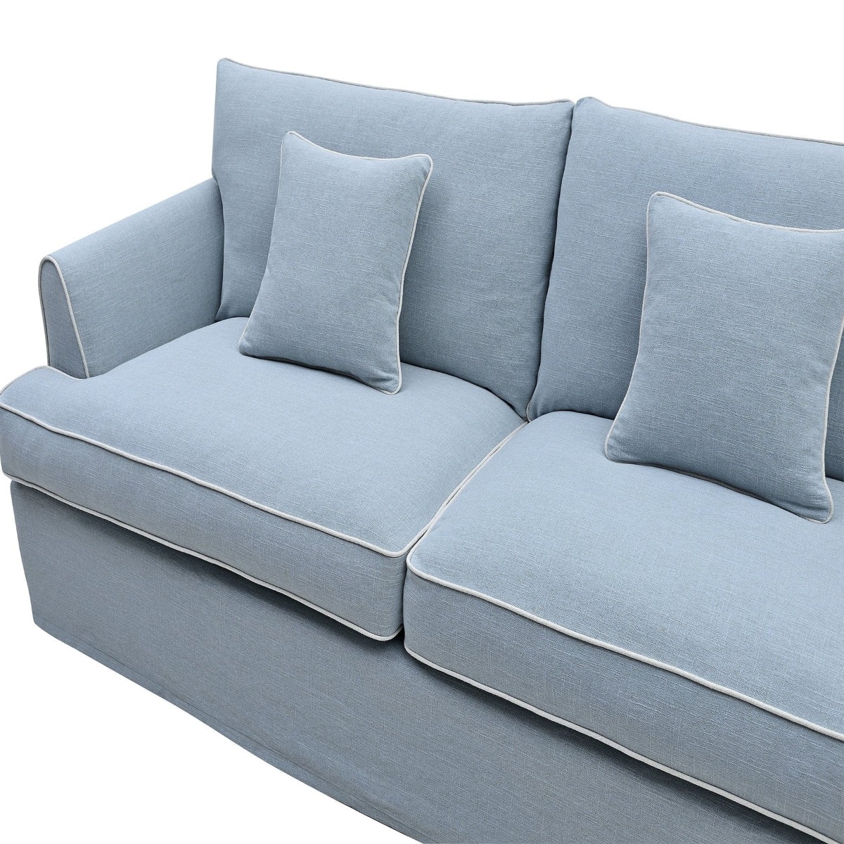Byron Hamptons 3 Seat Sofa Beach with White Piping, W 223cm D 96cm H 78cm (RRP $3299) - Image 7