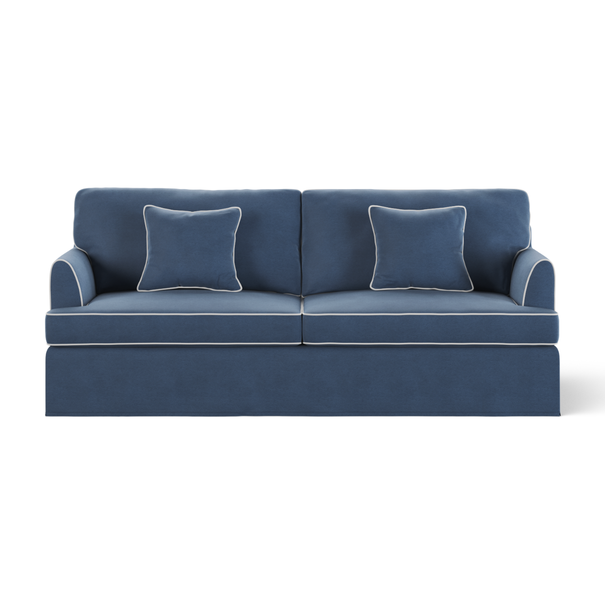 Byron Hamptons 3 Seat Sofa Navy with White Piping, W 223cm D 96cm H 78cm (RRP $3285)