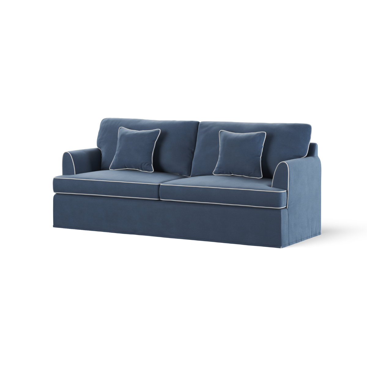 Byron Hamptons 3 Seat Sofa Navy with White Piping, W 223cm D 96cm H 78cm (RRP $3285) - Image 9