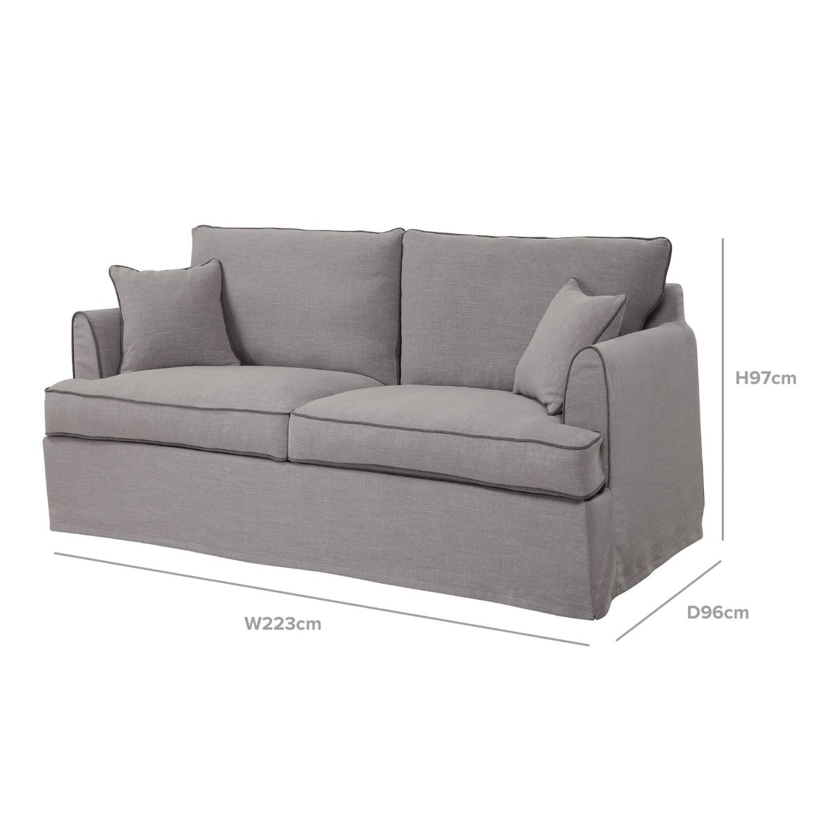 Byron Hamptons 3 Seat Sofa Pebble Grey, W 223cm D 96cm H 78cm (RRP $3285) - Image 11