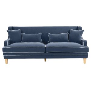 Bondi Hamptons 3 Seat Sofa Navy W/White Piping, W 215cm D 95cm H 94cm (RRP $2499)